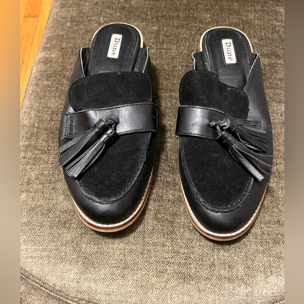 Dune London Black Tassel Loafers for Women EUC